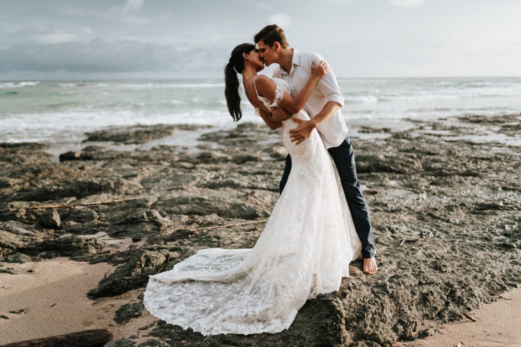 Tamarindo wedding bride groom kissing-min