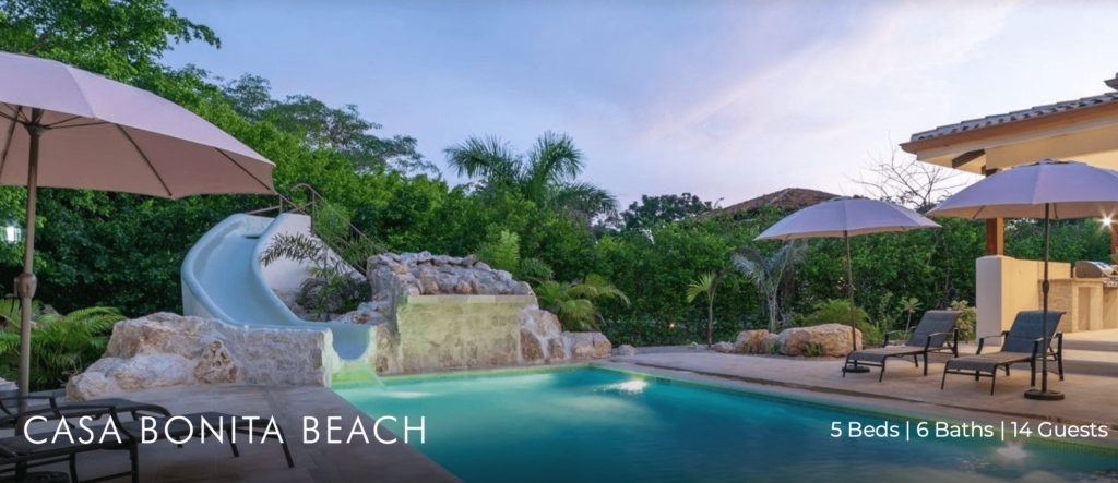 Casa Bonita Beach vacation home with waterslide in Costa Rica